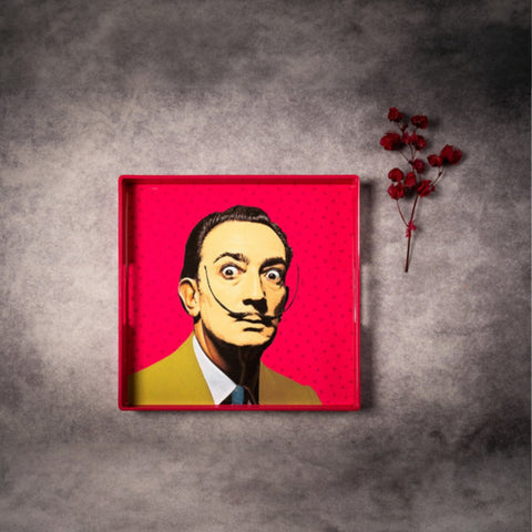 VASSOIO DALI PINK PLATEAU LAQUE' CARRE' 33X33 BLUE SHAKER