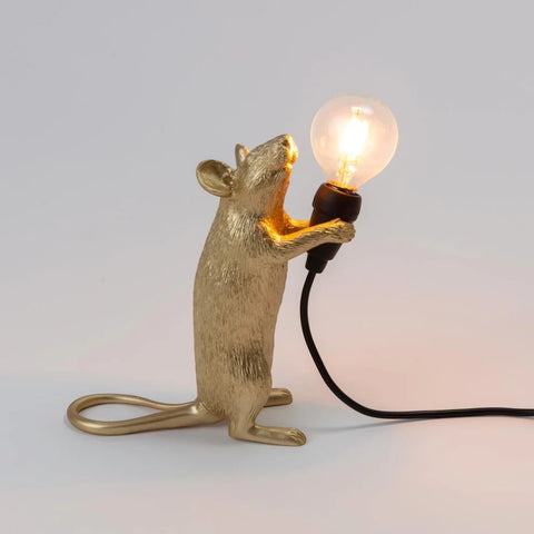 RESIN LAMP MOUSE LAMP MAC-GOLD CM.5X15 H.12,5 SITTING USB