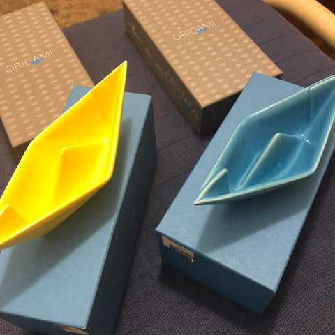 BARCHETTA PICCOLA ORIGAMI TIFFANY CERAMICHE CRESCENTINI ART. 2372