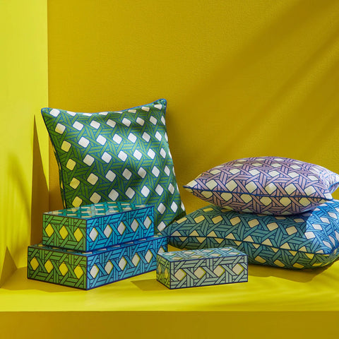 LACQUER BASKETWEAVE BOX - SMALL ART. 34055 JONATHAN ADLER MULTICOLOR