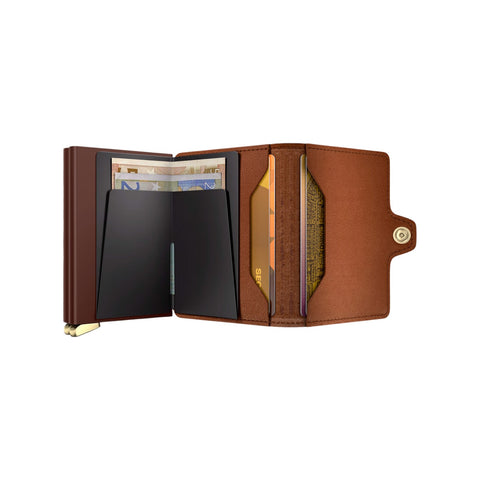 PORTAFOGLIO PREMIUM TWINWALLET EMBOSS LINES + SECRID TEI COGNAC