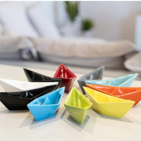 BARCHETTA PICCOLA ORIGAMI ARANCIONE CERAMICHE CRESCENTINI ART. 2364