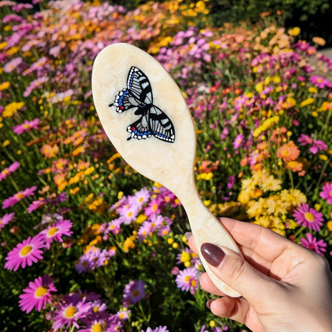 SPAZZOLA HANDPAINTED SWALLOWTAIL HAIR BRUSH SOLAR ECLIPSE