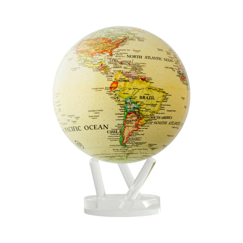 MOVA WORLD MAP 8.5" POLITICAL MAP YELLOW ART MG-85-ATE