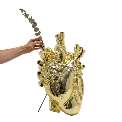 SELETTI LOVE IN BLOOM GIANT GOLD RESIN VASE ART 09926