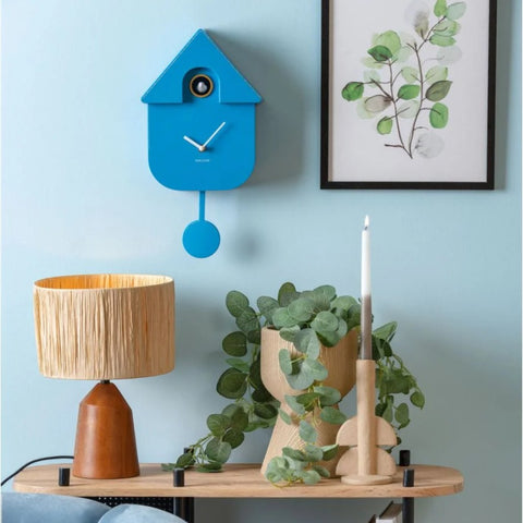 OROLOGIO WALL CLOCK MODERN CUCKOO ART. KA5768BB BRIGHT BLUE
