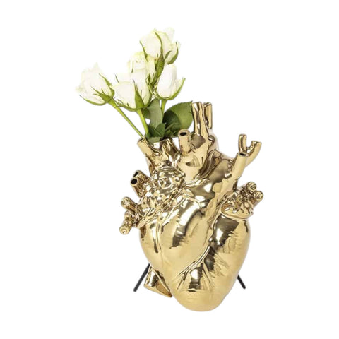 SELETTI LOVE IN BLOOM GIANT GOLD RESIN VASE ART 09926