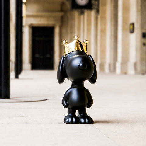 SCULPTURE SNOOPY CROWN BLACK & GOLD 31CM PEAST03101MANOOR LEBLON DELIENNE BLACK