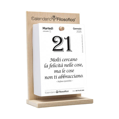 CALENDARIO FILOSOFICO 10X14 CM CON SUPPORTO IN LEGNO