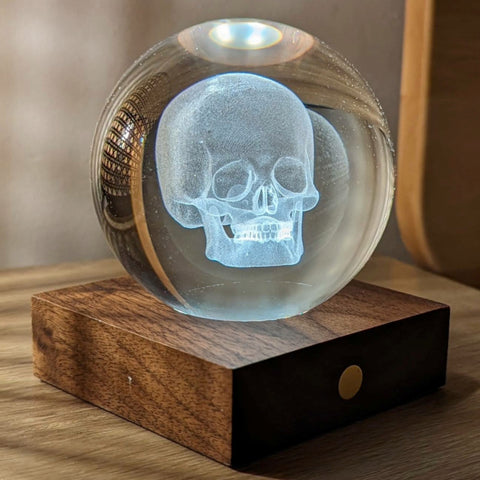 AMBER CRYSTAL LIGHT 3D LASER SKULL GINGKO