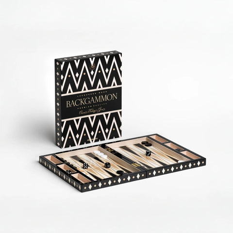 GIOCO LACQUERED BACKGAMMON PW00772 PRINTWORKS BLACK