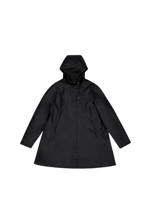IMPERMEABILE A-LINE W JACKET L W3 18050 RAINS BLACK