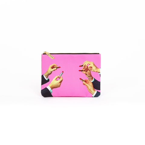 COSMETICS ENVELOPE IN PU PRINTED TOILETPAPER CM.21X15,5 LIPSTICKS PINK SELETTI