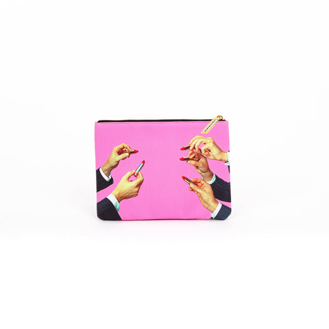 COSMETICS ENVELOPE IN PU PRINTED TOILETPAPER CM.21X15,5 LIPSTICKS PINK SELETTI