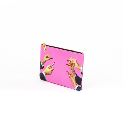 COSMETICS ENVELOPE IN PU PRINTED TOILETPAPER CM.21X15,5 LIPSTICKS PINK SELETTI