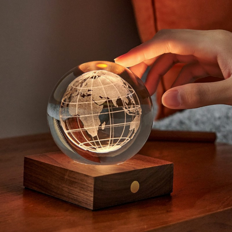 AMBER CRYSTAL LIGHT 3D LASER WORLD GLOBE ART. G025WO