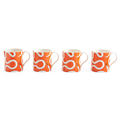 JONATHAN ADLER EDEN MUGS SET OF 4 ORANGE ART. 33119