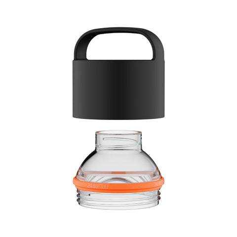 SPIN BOTTLE LID BLACK AND CLEAR MOUTH LPF03213 24 BOTTLES