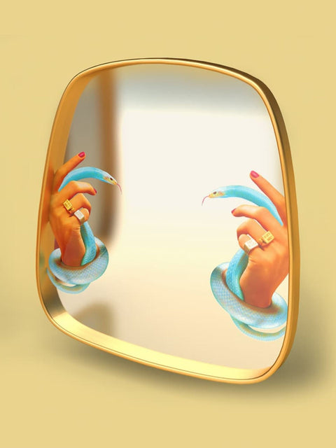 SPECCHIO CORNICE LEGNO CM 54 H 59 SNAKES 17040 SELETTI