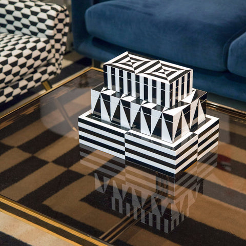 JONATHAN ADLER SMALL OP ART LACQUER BOX 27296