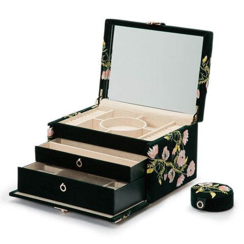 WOLF ZOE MEDIUM JEWELRY BOX FOREST GREEN 393112