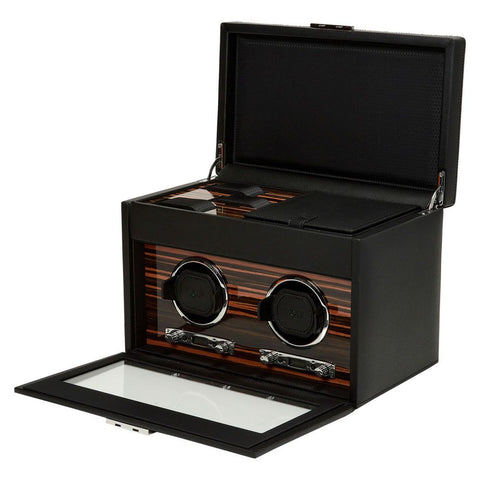 WOLF ROADSTER DOUBLE WATCH WINDER WITH STORAGE BLACK 457256