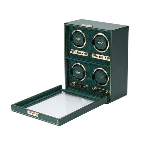 WOLF BRITISH RACING 4 PIECE WATCH WINDER GREEN 793041