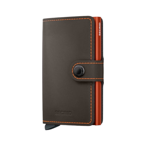 MINIWALLET SECRID MATTE TRUFFLE & ORANGE