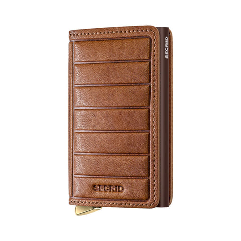 PORTAFOGLIO PREMIUM SLIMWALLET EBOSS LINES + SECRID COGNAC
