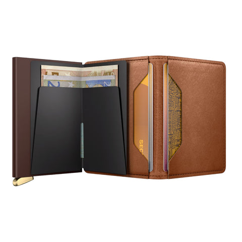PORTAFOGLIO PREMIUM SLIMWALLET EBOSS LINES + SECRID COGNAC