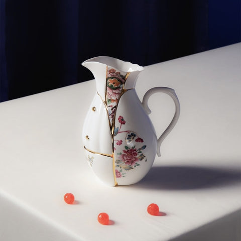 CARAFFA KINTSUGI PORCELLANA E ORO 19X14 H 25 09645 SELETTI WHITE