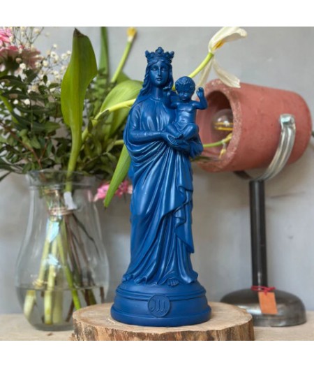 BLU MARINE J'AI VU LA VIERGE STATUETTA MADONNA CON BAMBINO CM 29