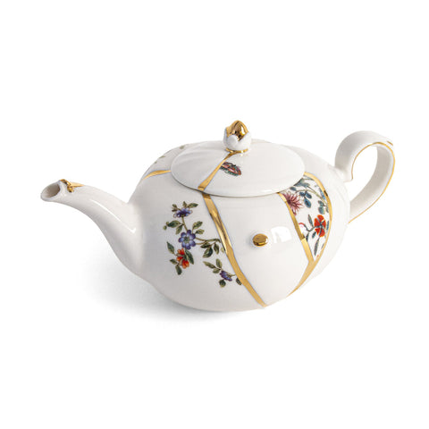 TEIERA KINTSUGI PORCELLANA E ORO 26X15 H 10,9 09646 SELETTI WHITE