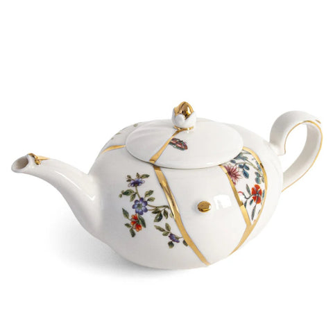 TEIERA KINTSUGI PORCELLANA E ORO 26X15 H 10,9 09646 SELETTI WHITE