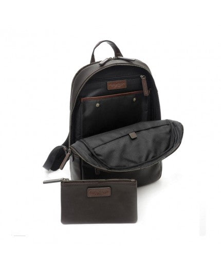 ROUND MEDIUM BACKPACK TECH LEATHER TESTA MORO ART. 309181U254