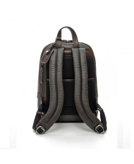 ROUND MEDIUM BACKPACK TECH LEATHER TESTA MORO ART. 309181U254