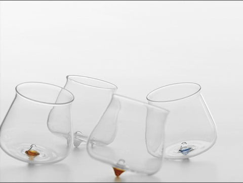 "SAFFRON PACK. 6 PIROLO GLASSES (WHITE-TRASP-BLACK-AMBER-BLUE-GREEN)" 