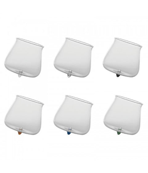 "SAFFRON PACK. 6 PIROLO GLASSES (WHITE-TRASP-BLACK-AMBER-BLUE-GREEN)" 