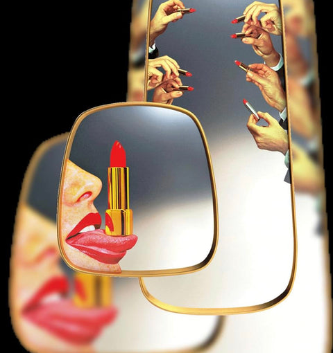 "SELETTI MIRROR FRAME WOOD LIPSTICKS 17041"